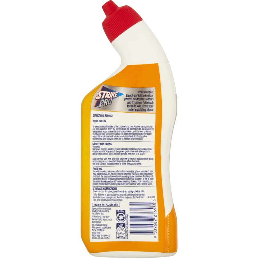 Strike Pro Toilet Cleaner Lemon Bleach Gel 700mL