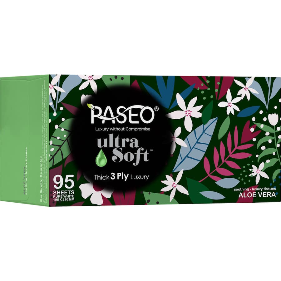 Paseo Ultra Soft Aloe Vera Facial Tissues  95pack (SMARTFOX)