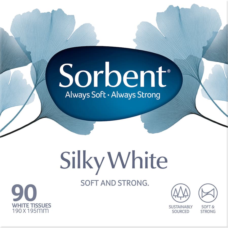 Sorbent Facial Tissues White 90pack
