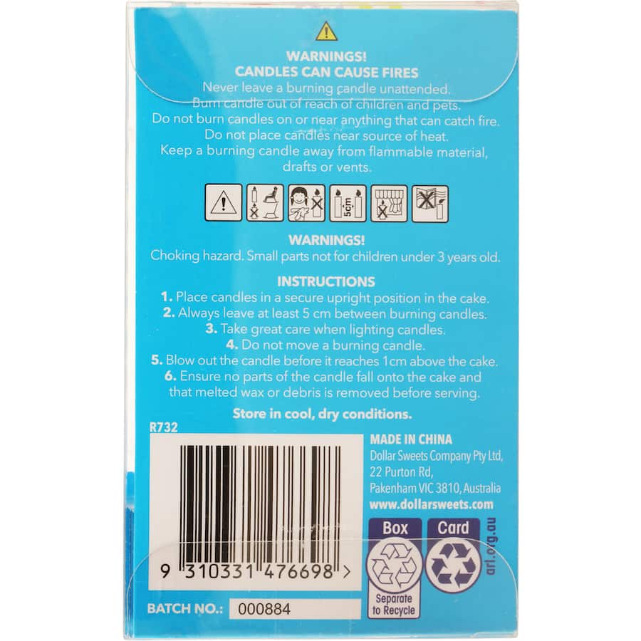 Dollar Sweets Stick Candles Assorted 16pack