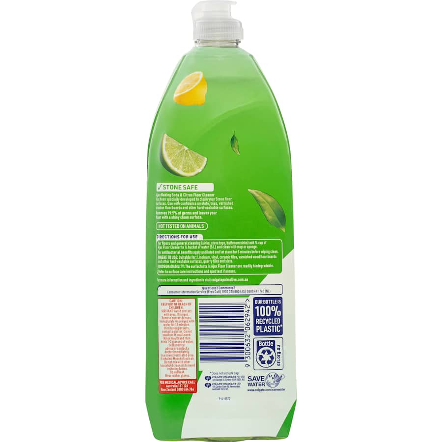 Ajax Floor Cleaner Baking Soda Stone Safe Recycled Bottle 750mL