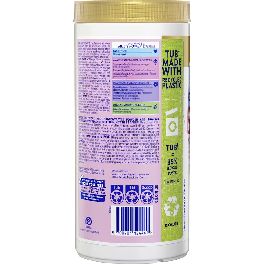 Vanish Napisan Gold Multipower Stain Remover Crystal White Powder 2kg