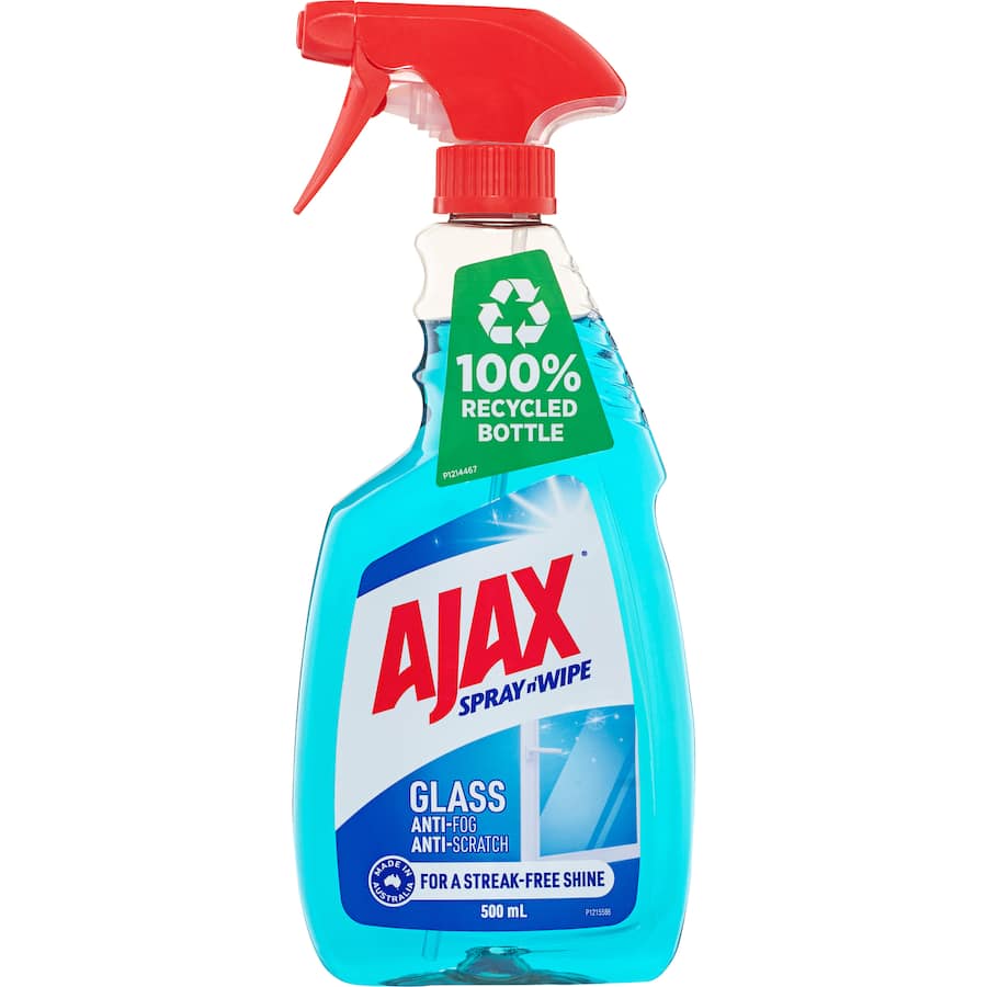 Ajax Spray N Wipe Glass Cleaner Anti Streak Fog & Scratch Trigger 500mL