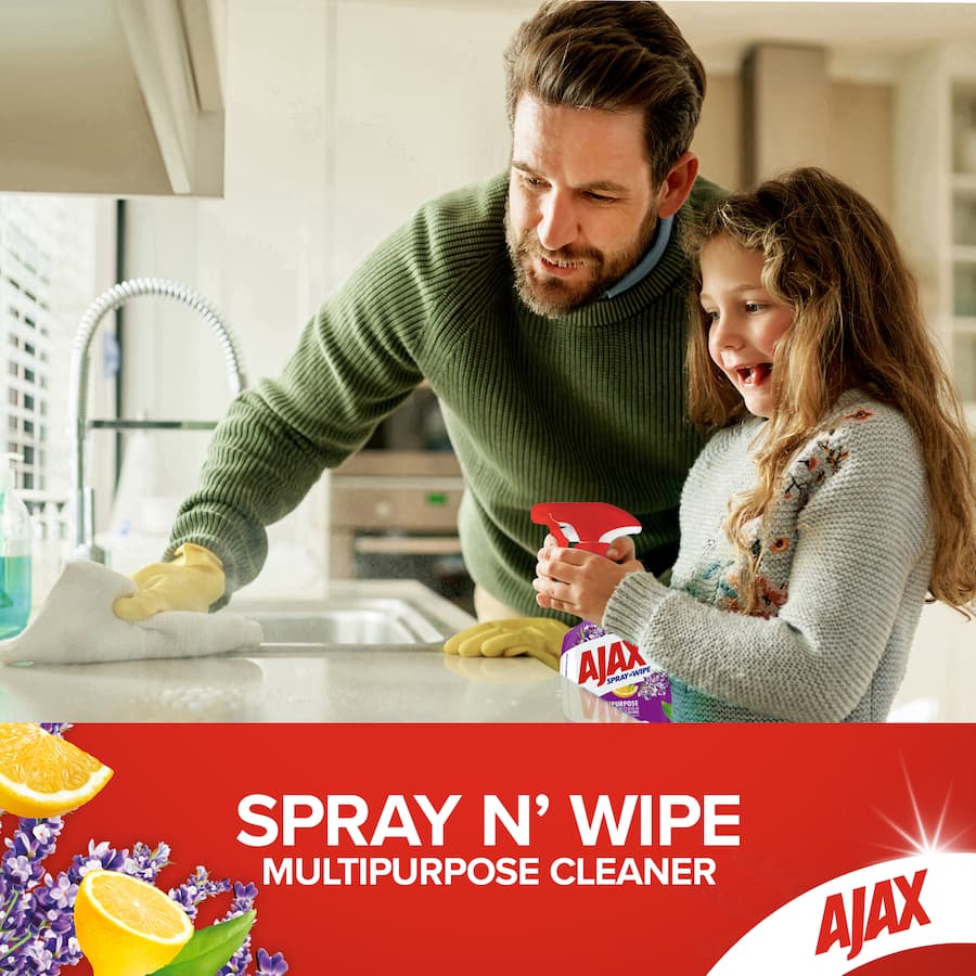 Ajax Spray N Wipe Multipurpose Cleaning Spray Antibacterial Lavender Citrus Trigger 500mL