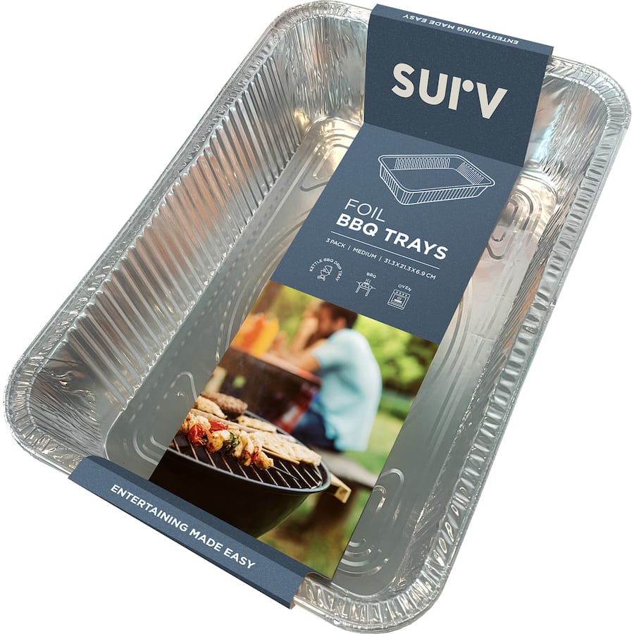 Surv Foil Tray Bbq Medium 3pack