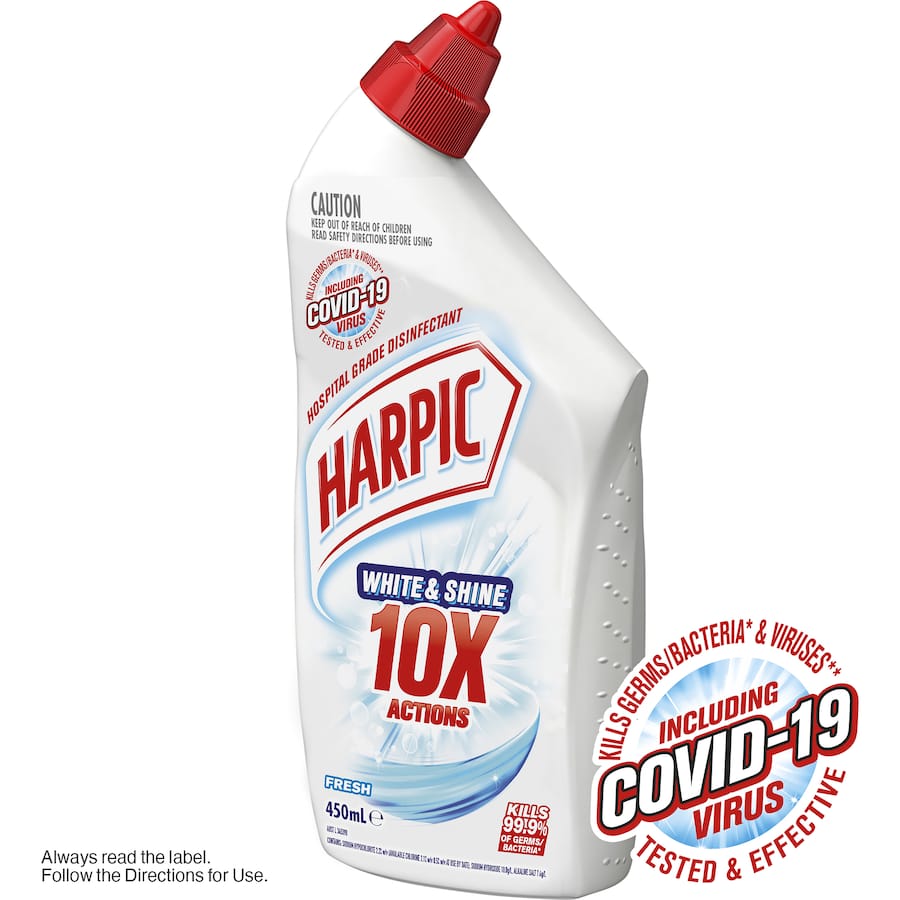 Harpic Toilet Cleaner White & Shine Bleach Gel Fresh 450mL