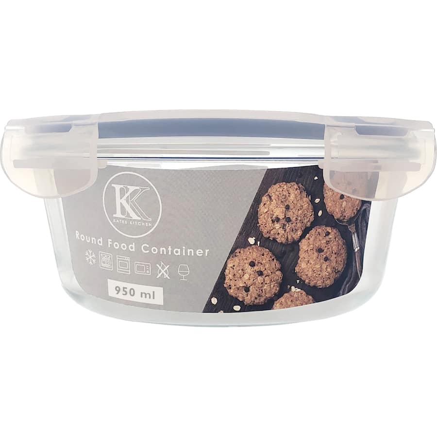 Kates Food Glass Container Round 950mL