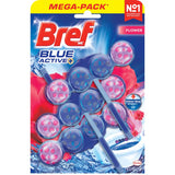 Bref Blue Active Toilet Flush Flower Blossom 50g each 3pack