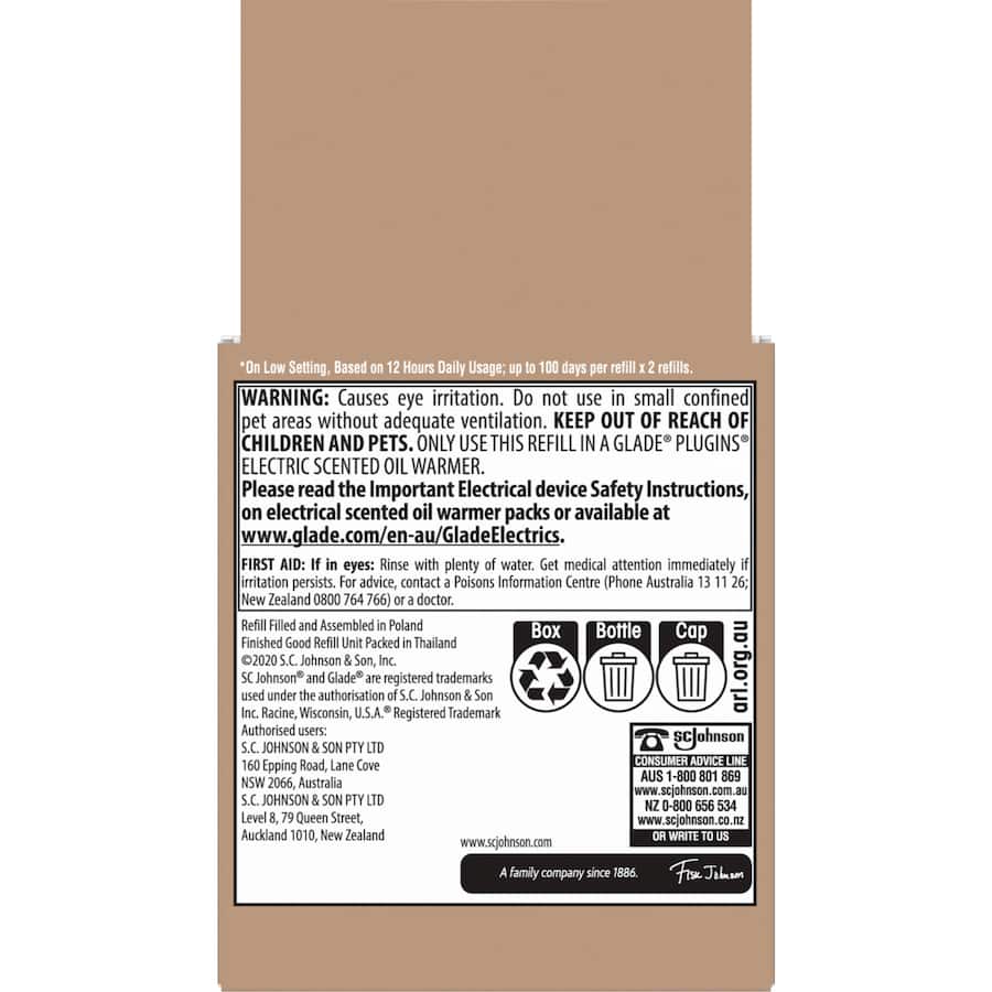 Glade Scented Oil Plug In Sheer Vanilla Embrace 20ml each refill 2pack