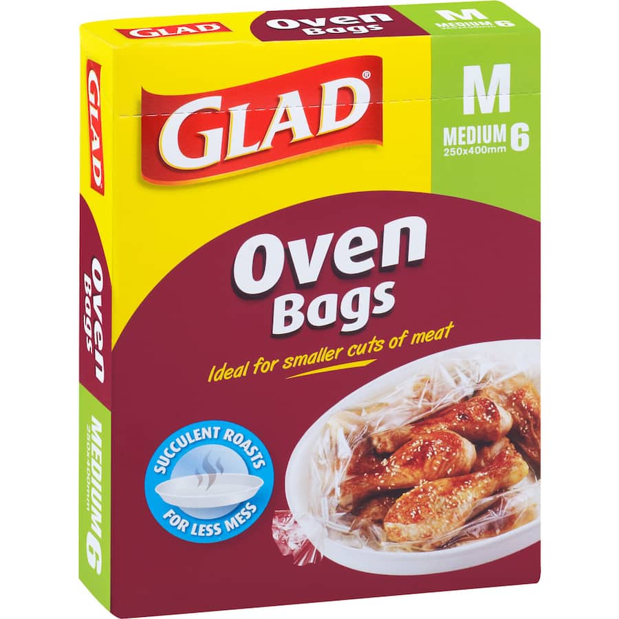Glad Micro Oven Bags Medium 250x400mm 6pack