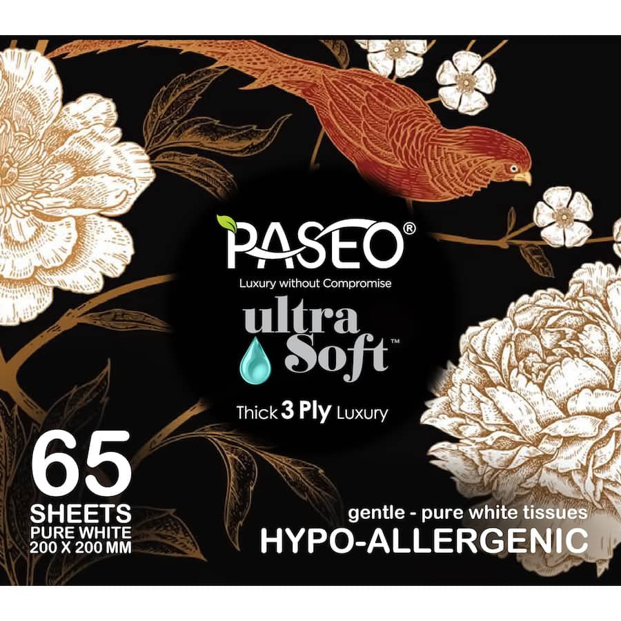 Paseo Ultra Soft Tissues Hypoallergenic 3ply Cube 65pack
