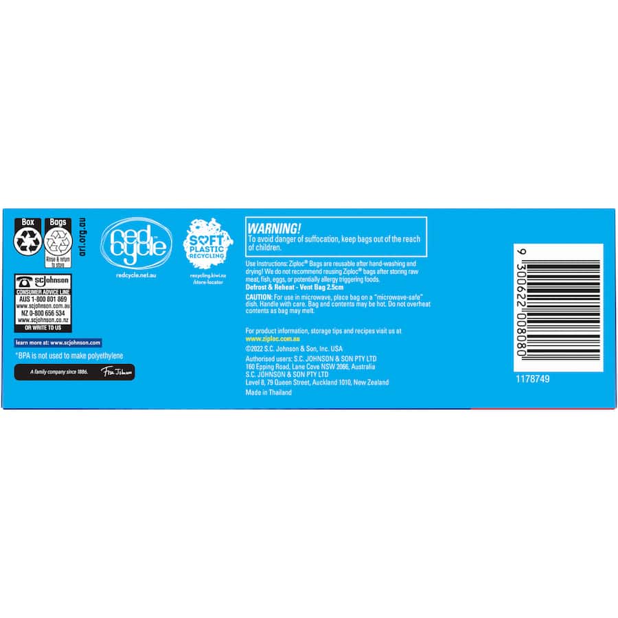 Ziploc Storage Bags Medium 15pack