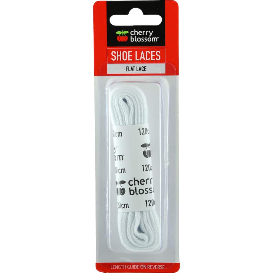 Cherry Blossom Shoe Laces Flat White 120cm 1pr