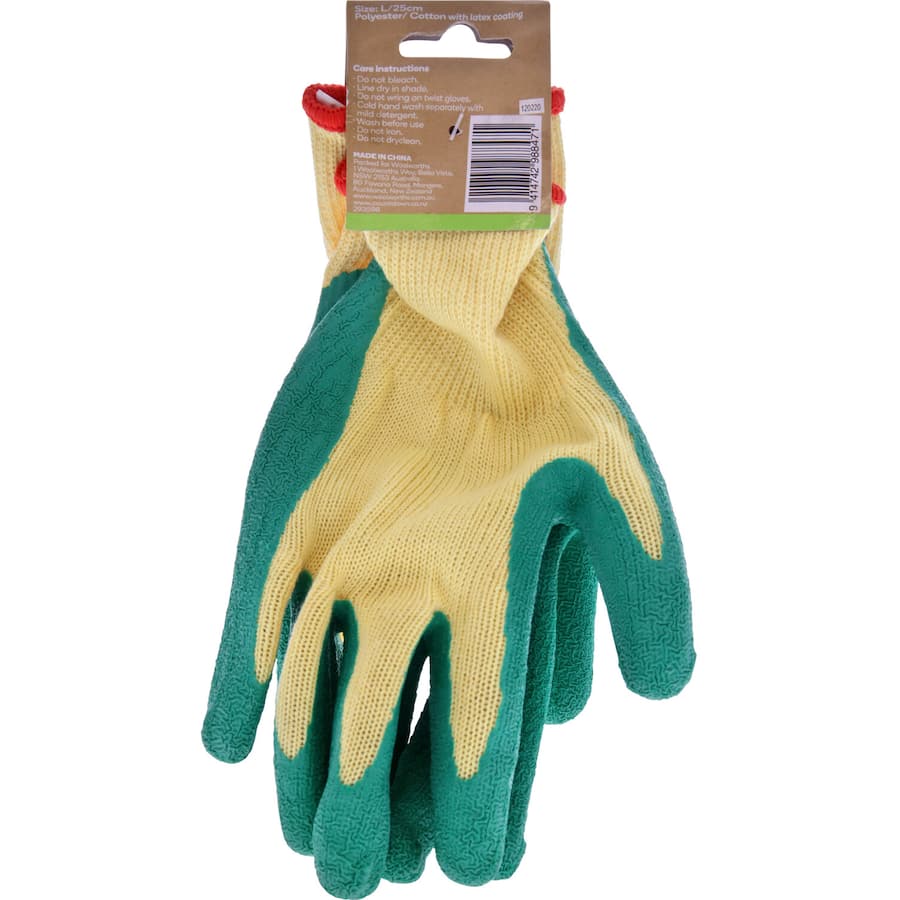 Green Gardener Garden Gloves Green Lge Latex Knit
