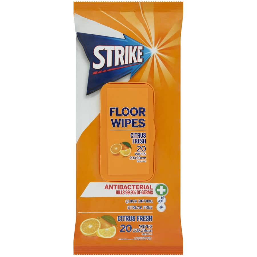 Strike Cleaning Wipes Floor Citrus Fresh 20pack