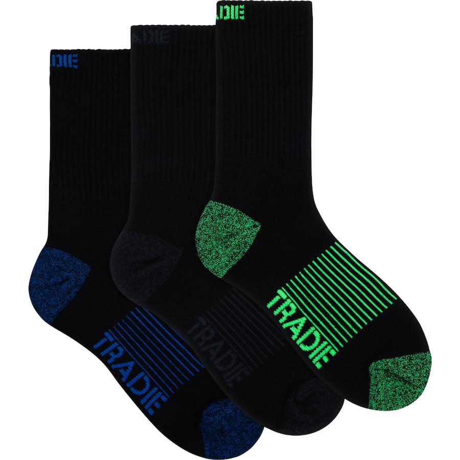 Tradie Mens Socks Cotton Work Crew Size 7-10 3pack