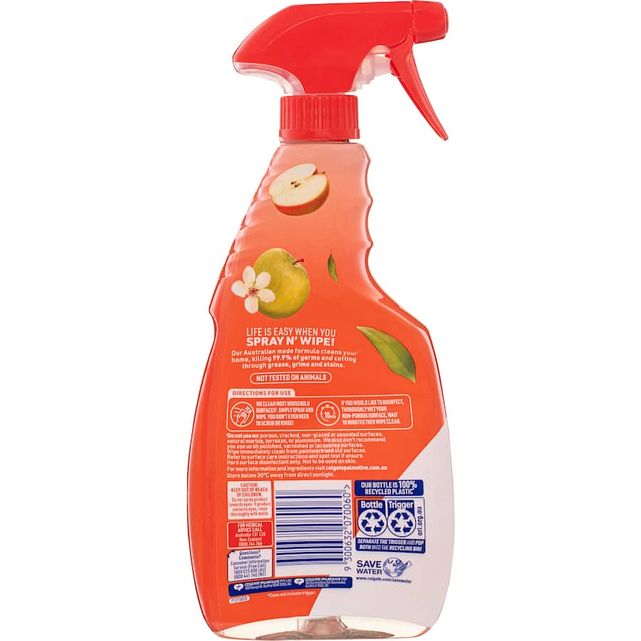 Ajax Spray N Wipe Multipurpose Cleaning Spray Antibacterial Apple & Citrus Trigger 500mL