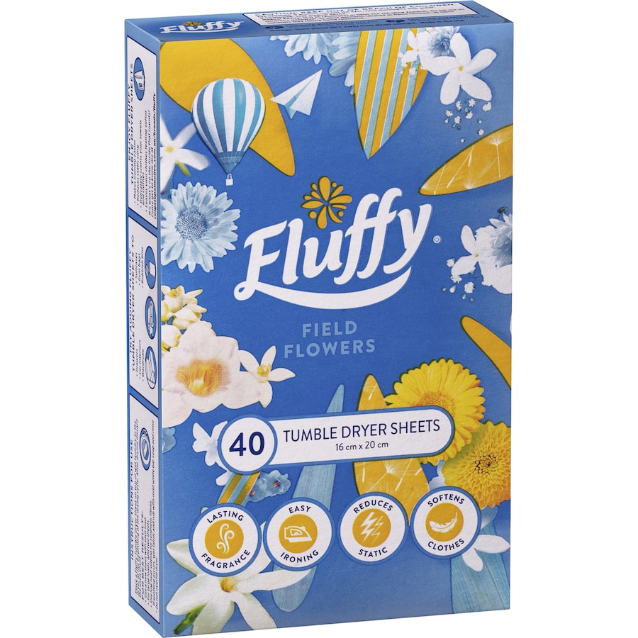 Fluffy Dryer Sheets Fabric Softener Conditioner Field Flowers 40pack