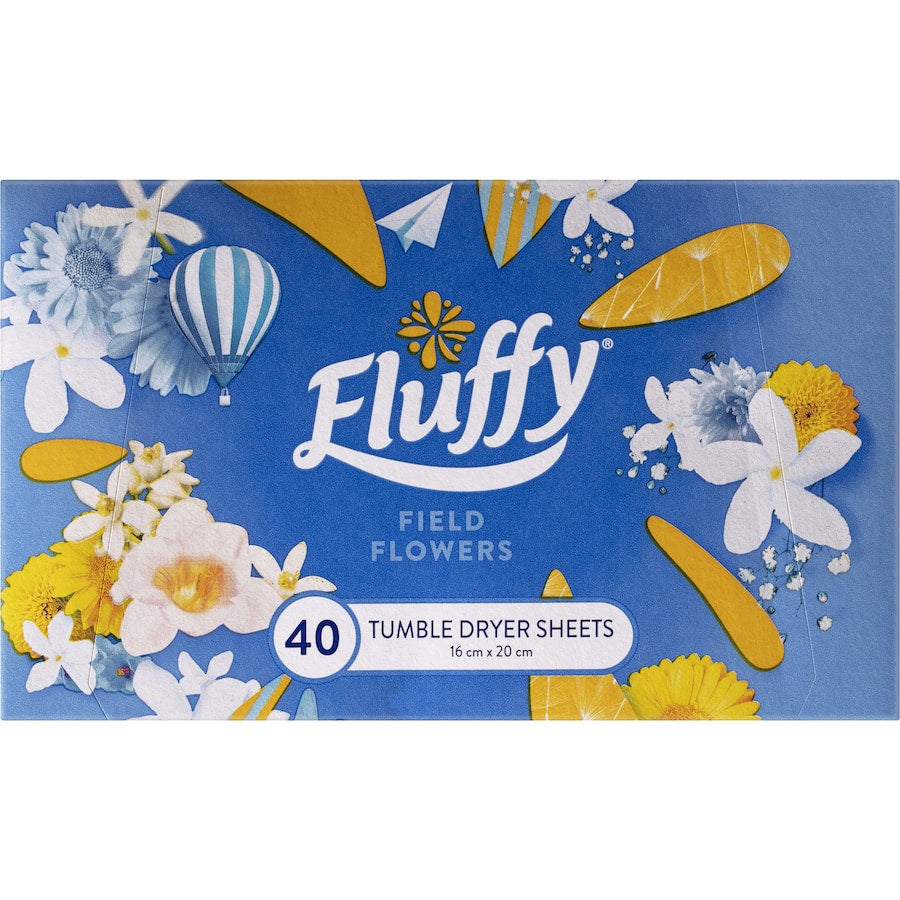 Fluffy Dryer Sheets Fabric Softener Conditioner Field Flowers 40pack