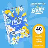 Fluffy Dryer Sheets Fabric Softener Conditioner Field Flowers 40pack