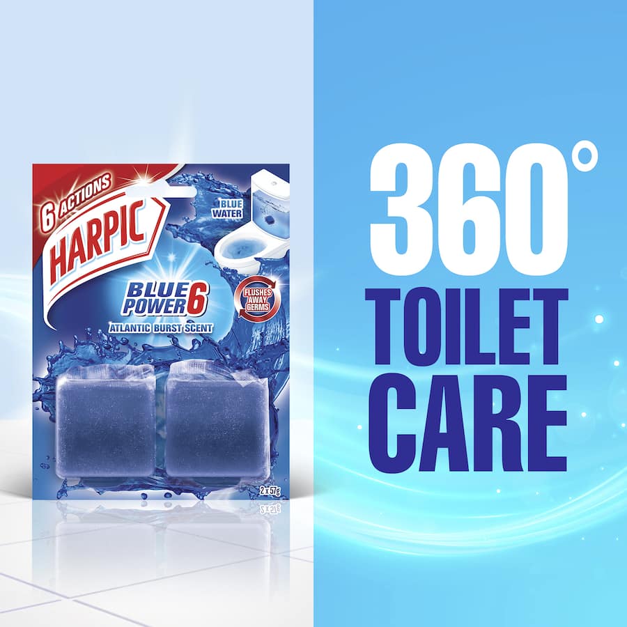 Harpic Toilet Cleaner Blue Power Atlantic Burst In Cistern 2 pack 100g