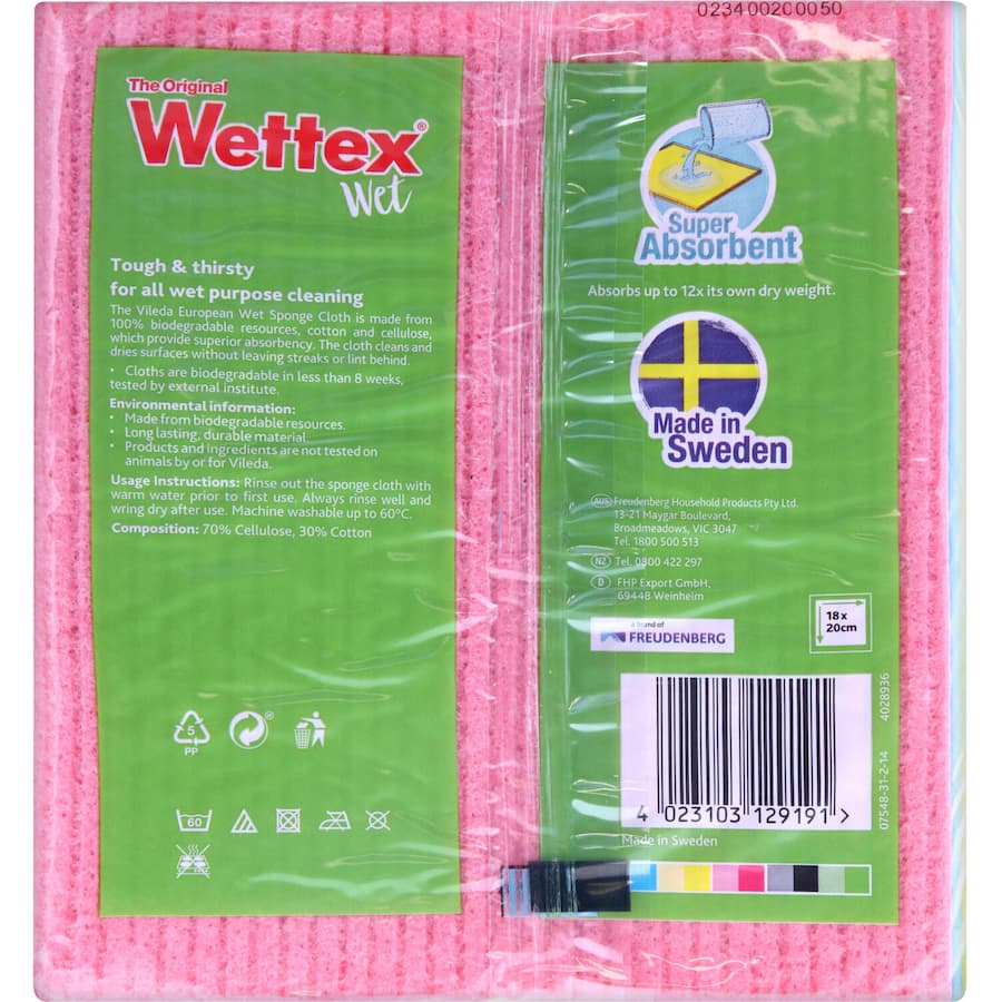 Vileda Wettex Wet Sponge Cloth  3pack