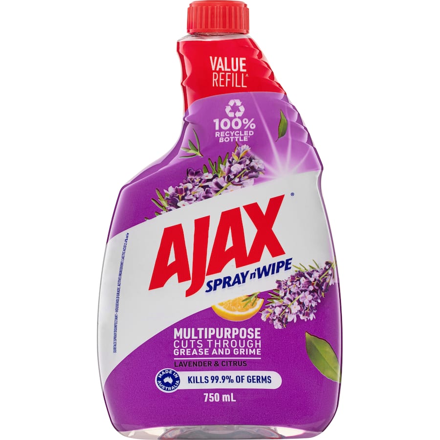Ajax Spray N Wipe Multipurpose Cleaning Spray Refill Lavender Citrus Refill 750mL