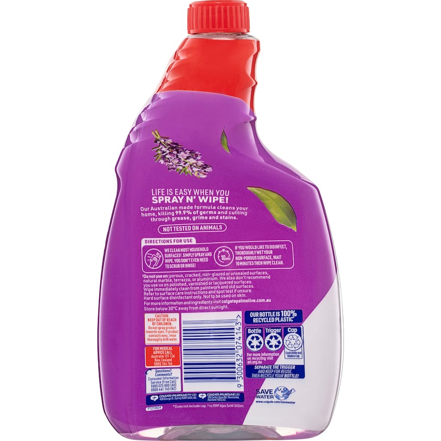 Ajax Spray N Wipe Multipurpose Cleaning Spray Refill Lavender Citrus Refill 750mL