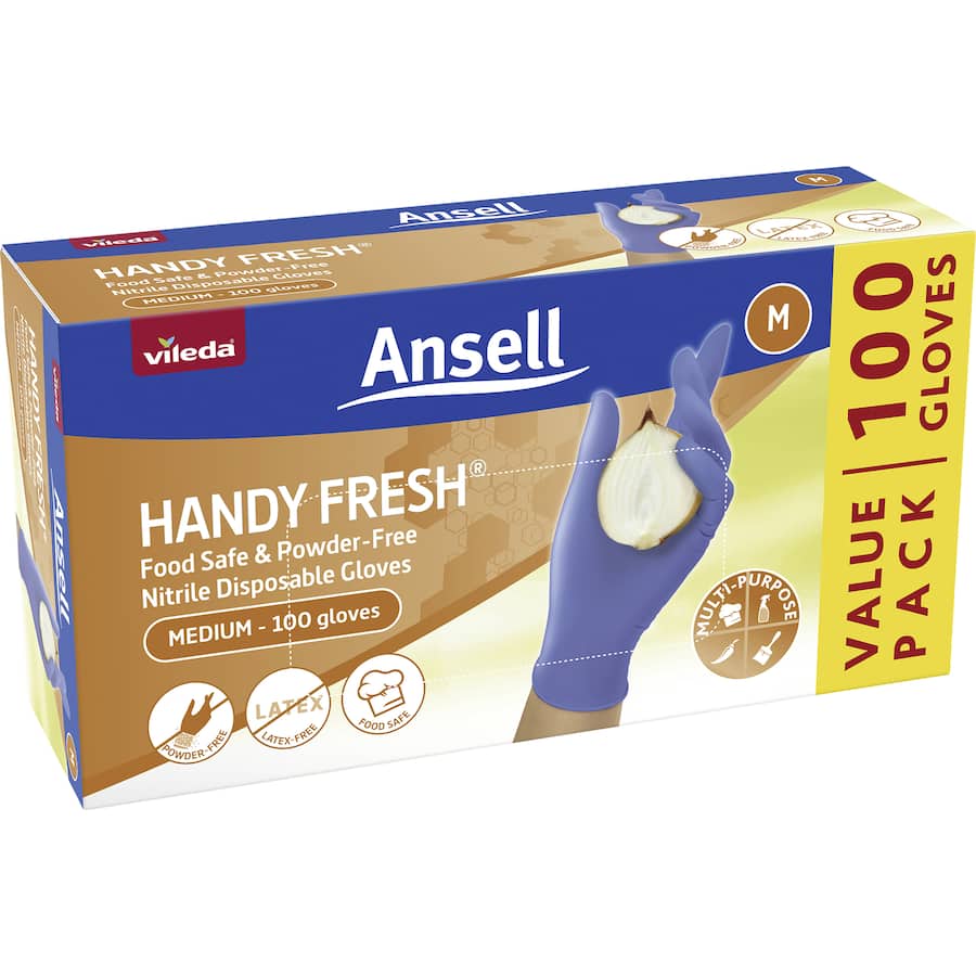 Vileda Ansell Handy Fresh Nitrile Gloves Medium 100pack