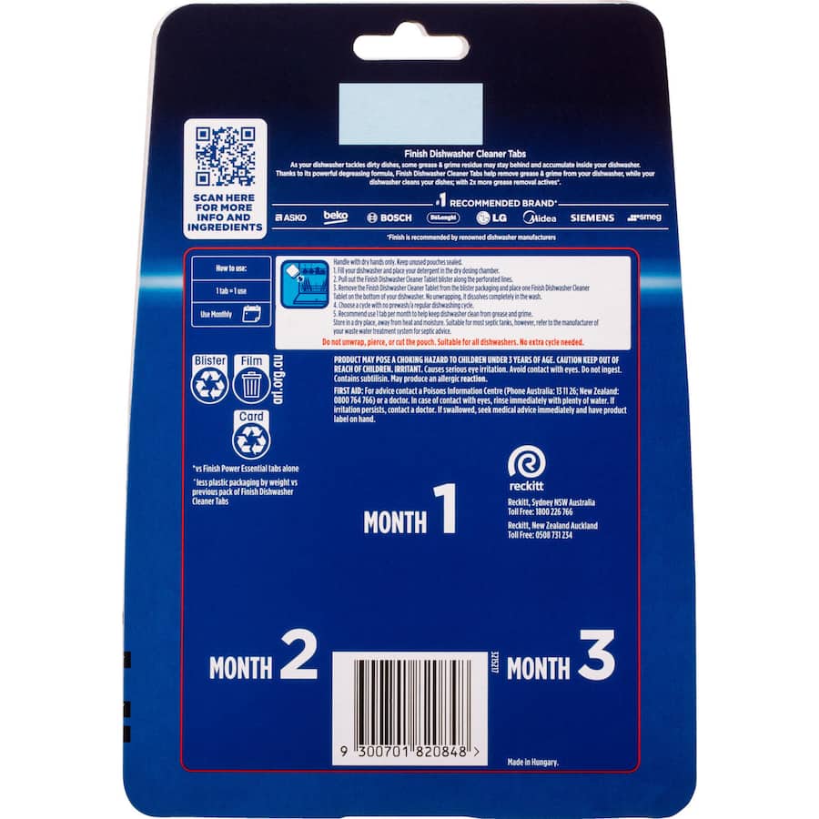 Finish Dishwasher Cleaner Tablets  3pack