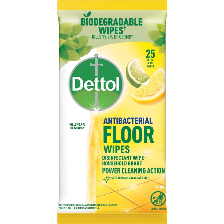 Dettol Antibacterial Floor Cleaning Wipes Citrus 25pack