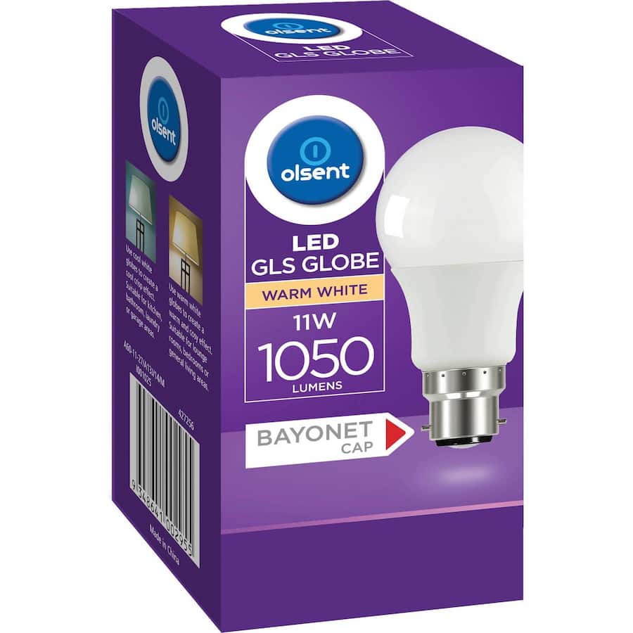 Olsent Bayonet Light Bulb Led 11w 1050 Lumen Warm 1pack