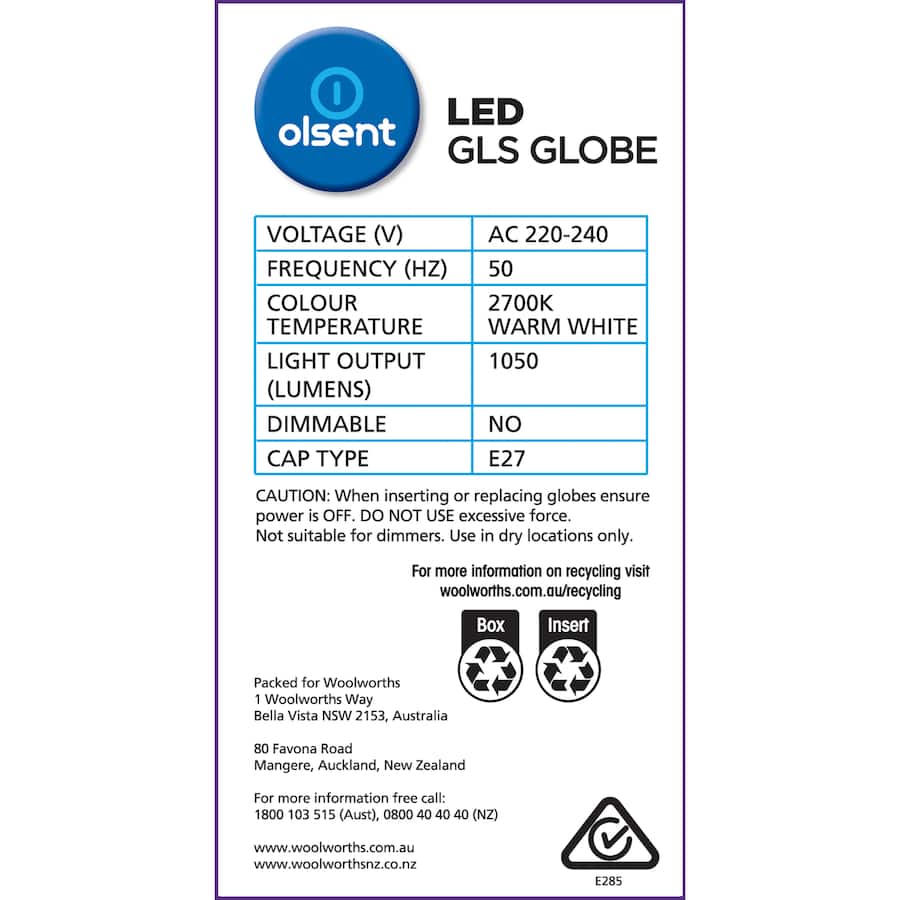 Olsent Screw Light Bulb Led 11w 1050 Lumen Warm 1pack