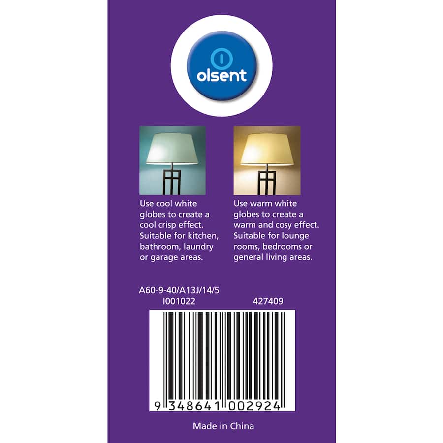 Olsent Bayonet Light Bulb Led 9w 810 Lumen Cool 1pack