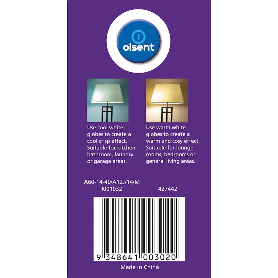 Olsent Screw Light Bulb Led 14w 1400 Lumen Cool 1pack