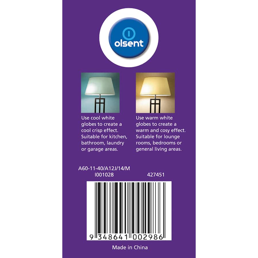 Olsent Screw Light Bulb Led 11w 1050 Lumen Cool 1pack