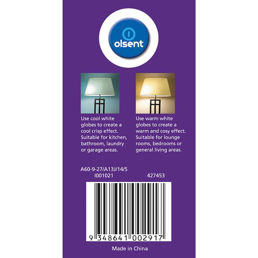 Olsent Bayonet Light Bulb Led 9w 810 Lumen Warm 1pack