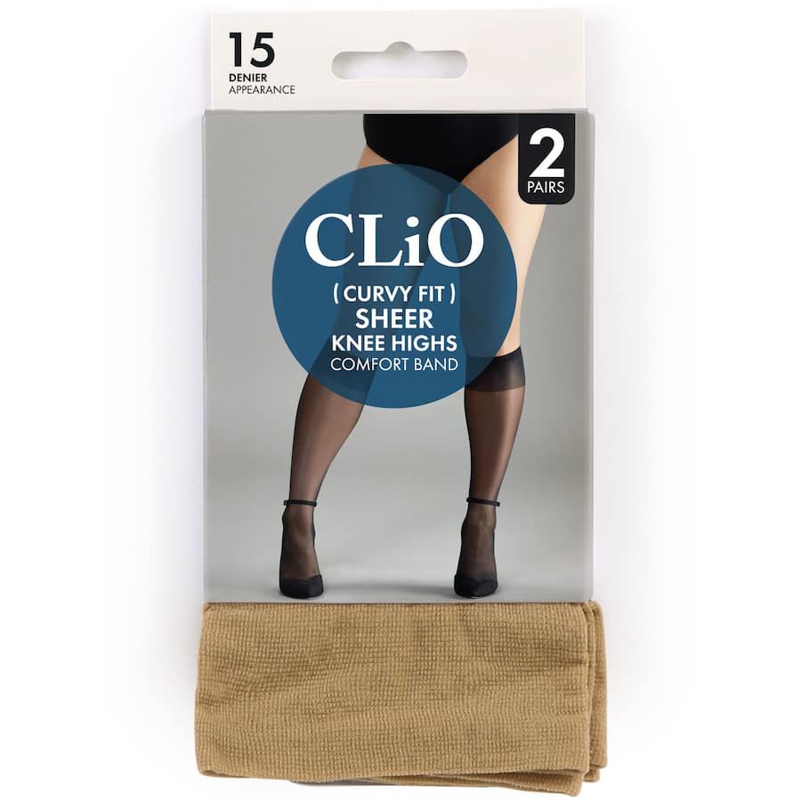 Clio Curvy Knee Highs Natural One Size 15 Denier 2pr