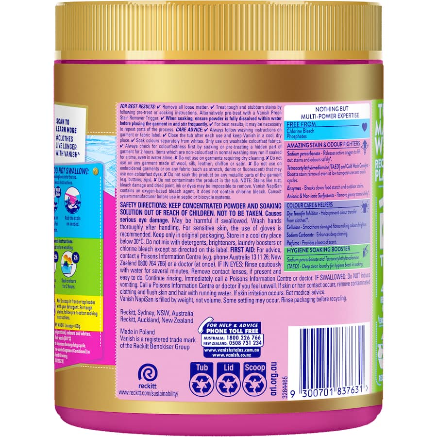Vanish Napisan Gold Pro Oxi Action Stain Remover Vibrant Colour Powder 1kg