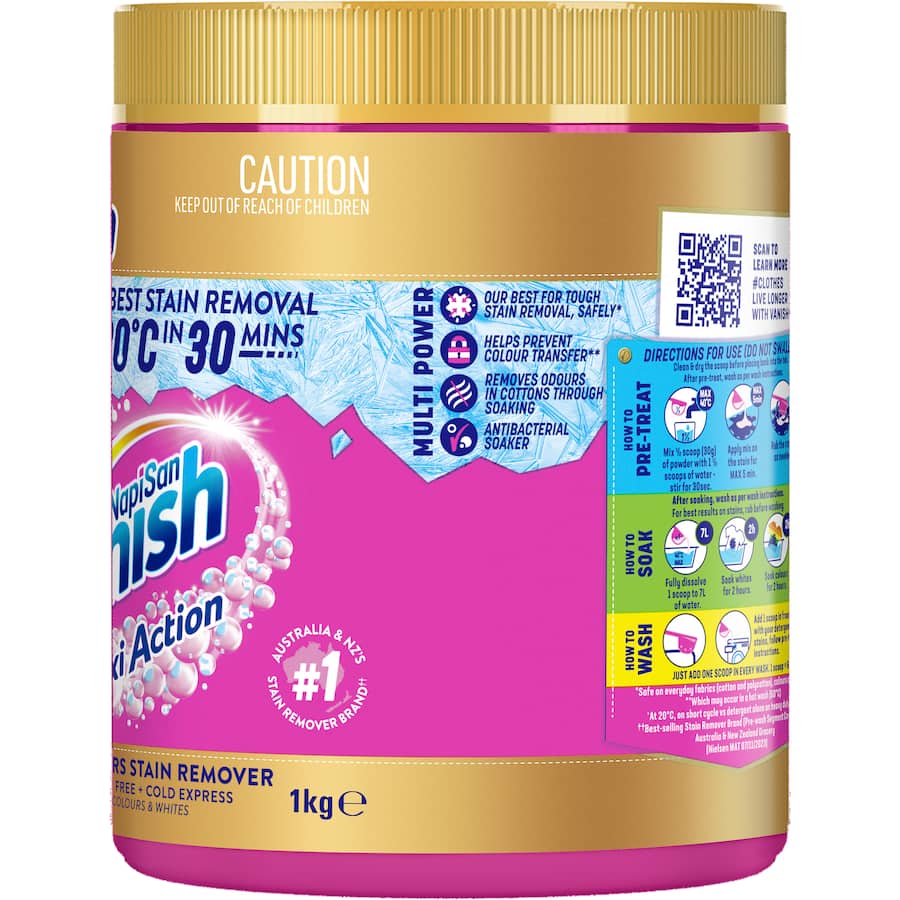 Vanish Napisan Gold Pro Oxi Action Stain Remover Vibrant Colour Powder 1kg