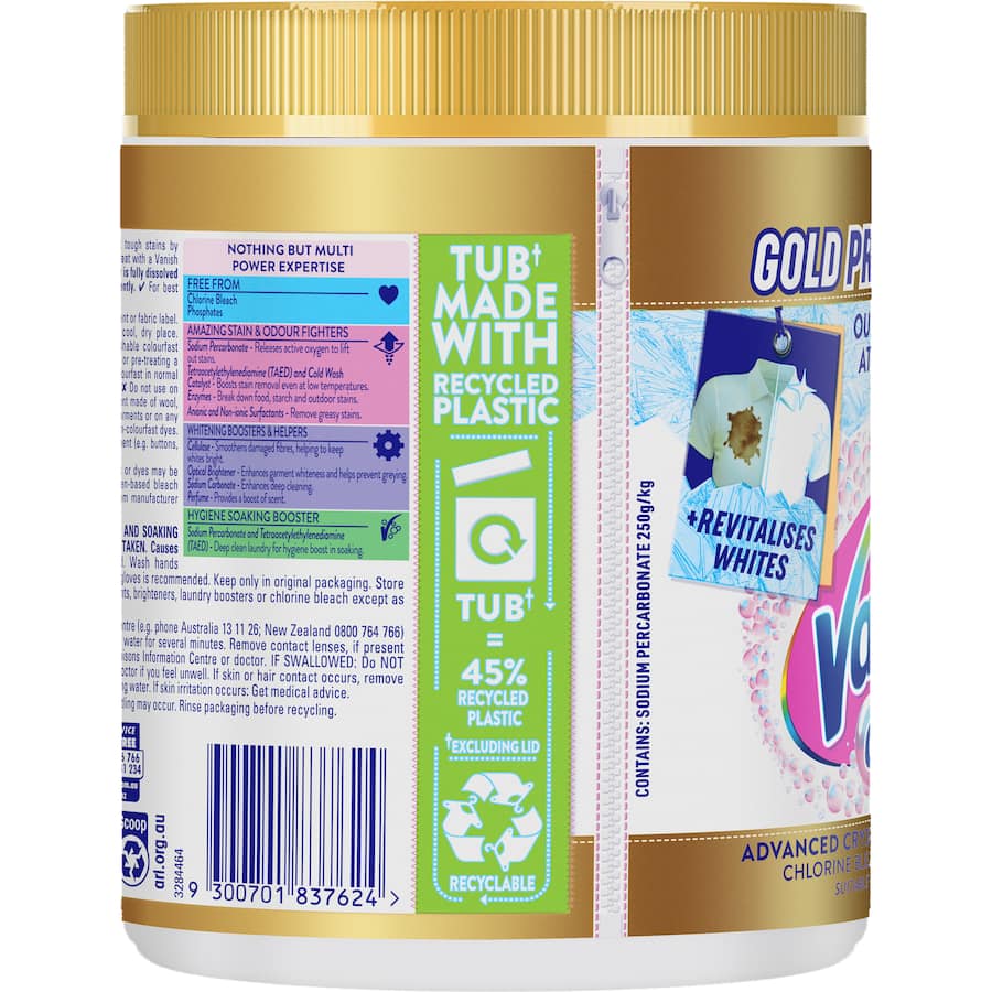 Vanish Napisan Gold Pro Oxi Action Stain Remover Crystal White Powder 1kg