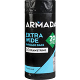 Armada Rubbish Bags 56l Extra Wide Drawstring Roll 20pack