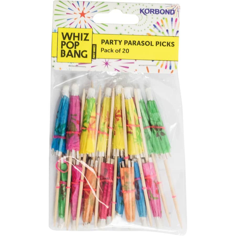 Whiz Pop Bang Cocktail Umbrellas Party Parasol Picks 20ea
