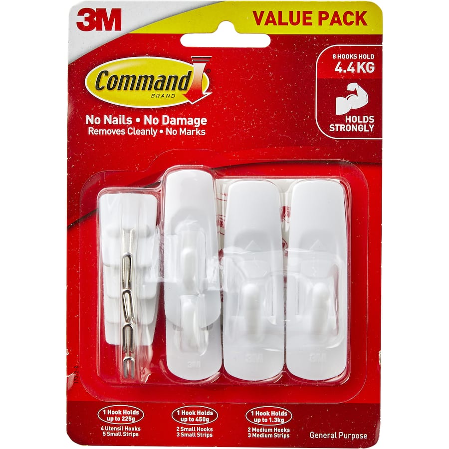 3m Command Mixed Hooks Value 8pack 1ea