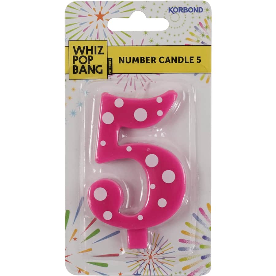 Whiz Pop Bang Candles Number 5 1ea