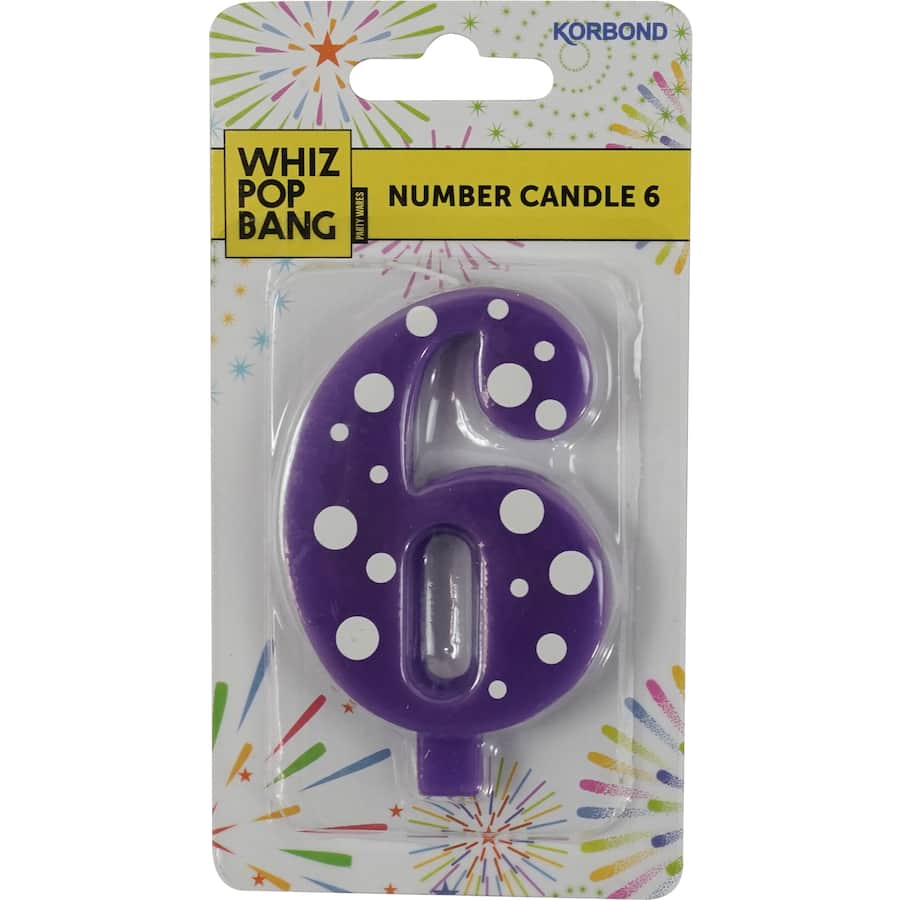 Whiz Pop Bang Candles Number 6 1ea