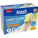 Vileda Ansell Handy Clean Latex Gloves M/l 50pack