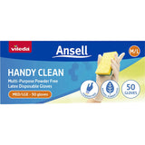 Vileda Ansell Handy Clean Latex Gloves M/l 50pack