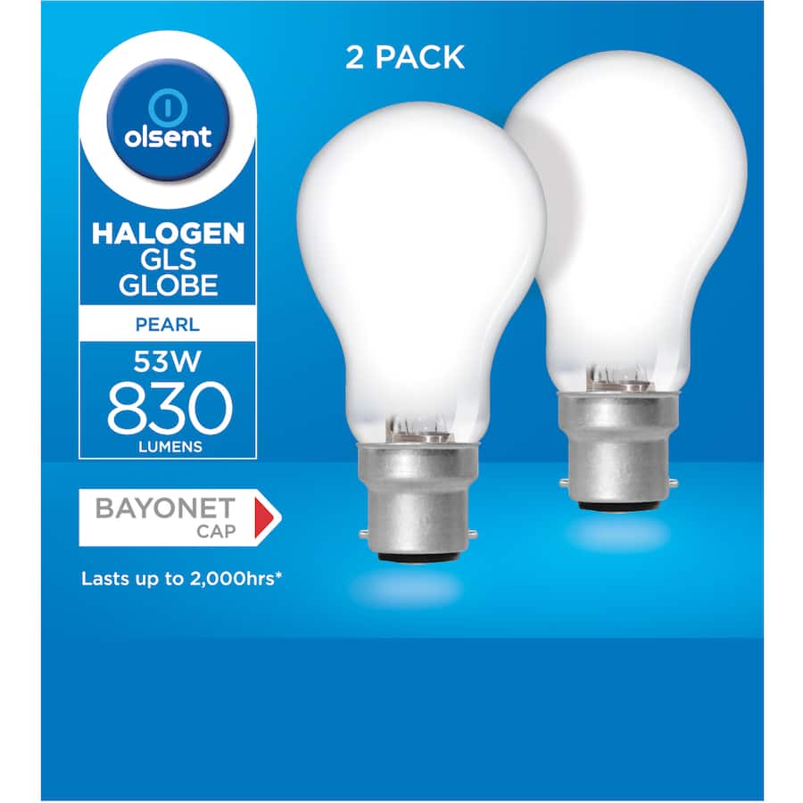 Olsent Halogen Round Bulb Bayonet 53w Pearl 2pack