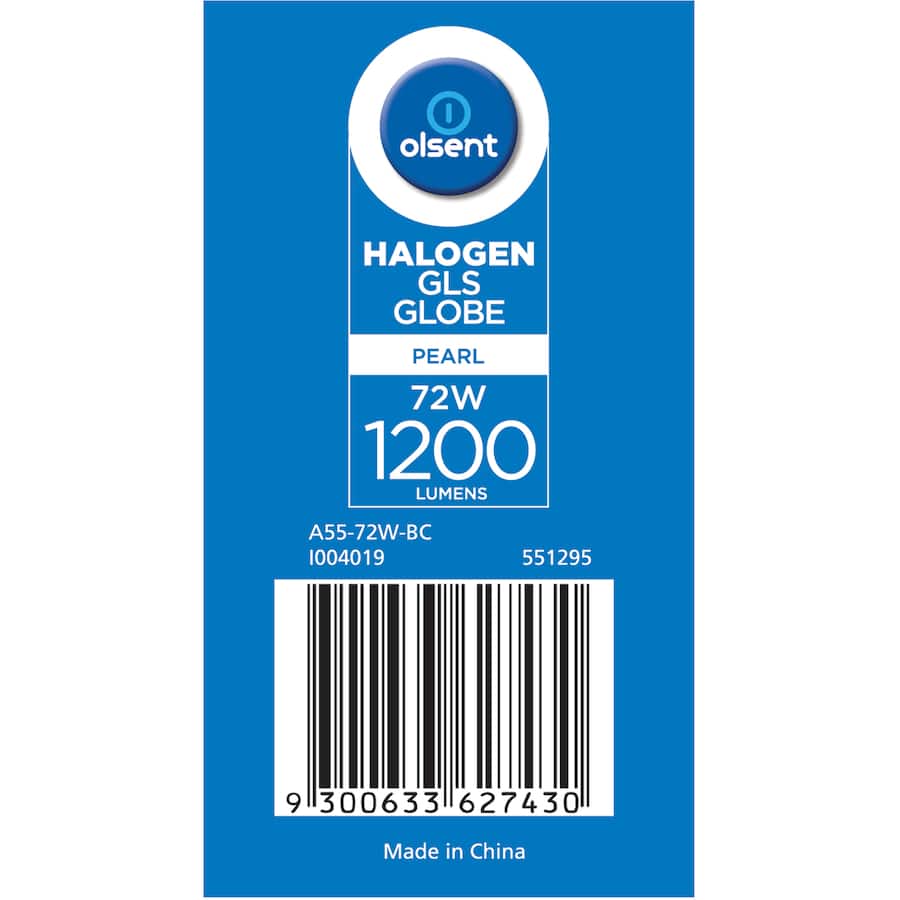 Olsent Halogen Round Bulb Bayonet 72w Pearl 2pack